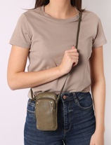 Telefoonetui /cross Body Leder Basilic pepper Groen boston BBOS04-vue-porte